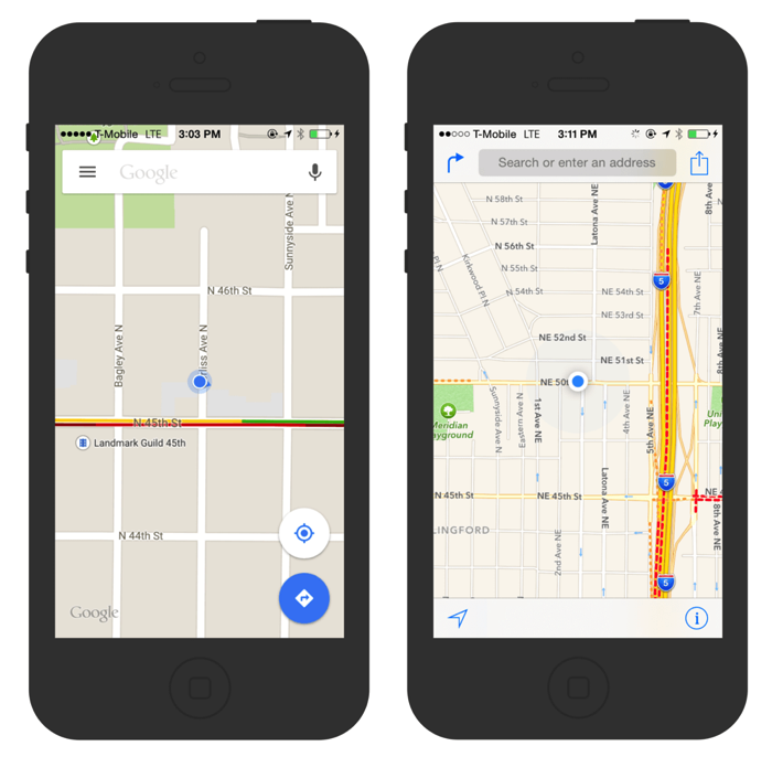 GoogleMaps VS AppleMap UI 01