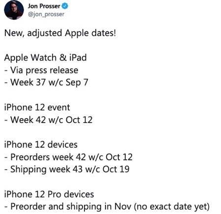 Jonprosser iPhone12 releasedate