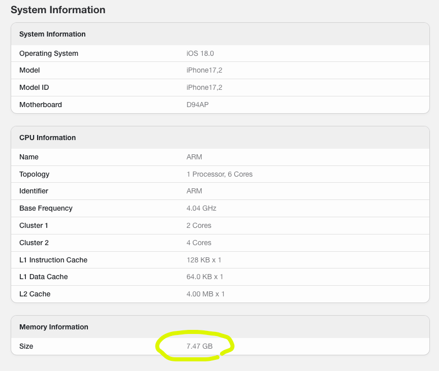 IPhone16 spec benchscore 5